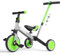 KORIMEFA 4 in 1 Laufräder Laufrad Kinderdreirad Dreirad Lauffahrrad Lauflernhilfe mit Schubstange für Kinder ab 1 Jahre bis 3 Jahren (Grün + Grau（mit Schubstange）)