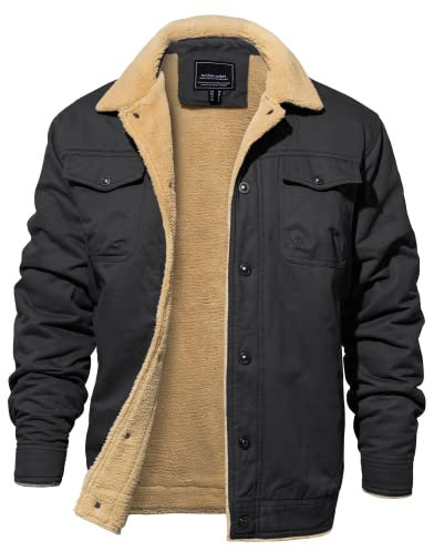 EKLENTSON Men's Motorbike Jacket Thick Winter Coat Military Casual Fleece Hunting Jacket Dark Grey,XL