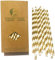 Lot de 100 Pailles en Papier Rayées Dorées Brillantes, 100% Biodégradables Dorées Pailles de Qualité Supérieure pour Cocktail, Mariage, Anniversaire, Fête