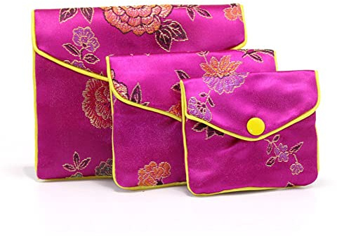 CHUYIX 10Pcs 8 * 10 cm Schmuck Schmuck Seide Geldbörse Beutel Geschenktüten Bestickte Seide Schmuckbeutel Brokat Geldbörse Reißverschluss Schmuckbeutel Geschenktüten Schmuckbeutel