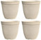 simpa Rustic Ridge Plastic Planter Pots - BEIGE, Set of 4 Pots - 28cm (H) x 30cm Diameter