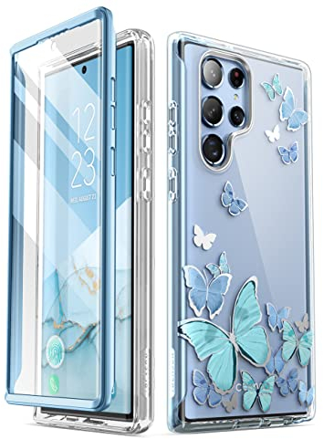 i-Blason Funda para Galaxy S22 Ultra [Cosmo] Delgado Silicona TPU Suave con Protector de Pantalla Protección de 360 Grados Brillante Case (Bluefly)
