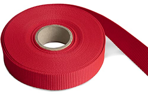 HEAVYTOOL Gurtband 30mm breit, 1,6mm stark PP Polypropylen Rot Reißfestigkeit 280kg (10 Meter) Made in Germany, Taschen Gurtband