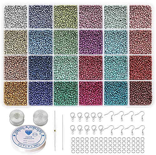Bala&Fillic petites Perles de rocaille pour la fabrication de bijoux de bracelets boucles d’oreilles 24 couleurs dans une boîte, 2mm 12/0 14400 pièces