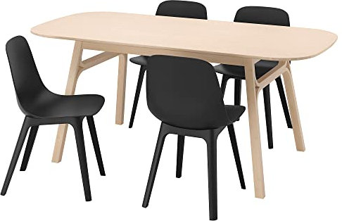Ikea ODGER/VOXLÖV Tisch und 4 Stühle, 180x90 cm, Bambus/Anthrazit