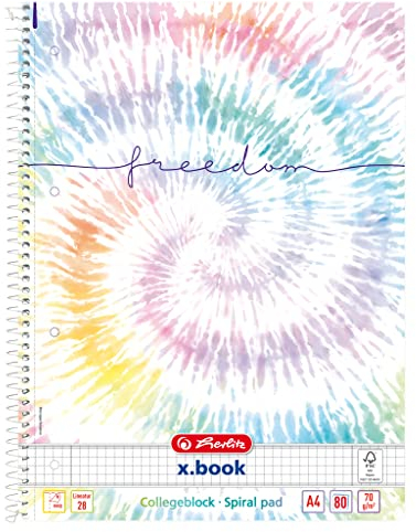 Herlitz Collegeblock New Batic Freedom A4, Lineatur 28, 100 Blatt, Rand innen und außen