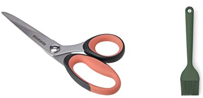 Brabantia 121746 Tasty+ Kitchen Scissors, Terracotta Pink & Tasty+ Bake & Mix - Silicone Pastry Brush for Buttering, Glazing, Spreading, Basting (Fir Green) Non-Stick, Heat-Resistant, Dishwasher Safe