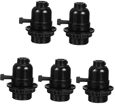 YARNOW 5pièces Douille Bakélite Noire Vintage Interrupteur Rotatif Sans Étape Support De Lampe Suspendue Droplight Lot Pour Éclairage Intérieur Et Suspension Décorative
