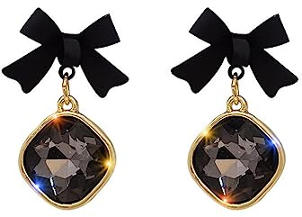 Miancheng 925 Sterling Silber Ohrringe Schwarz Zirkonia Anhänger,Schwarze Ohringe Stecker für Damen,Mädchen