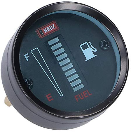 LED Fuel Meter Gauge Indicator - 52mm Dia, 12V Adjustable Resistance, Universal Digital Fuel Level Gauge with Check Engine Lights
