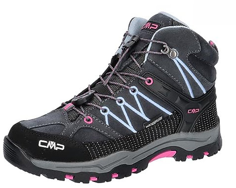CMP Kids Rigel Mid Trekking Shoes Wp, Zapatos de Trekking Unisex niños, Titanio Azul Claro 66UM, 34 EU