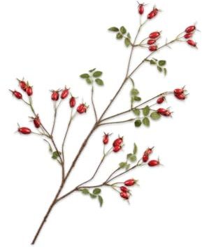 Silk-ka Kunstblume - Kunstzweig Hagebuttenzweig Rot 95 cm