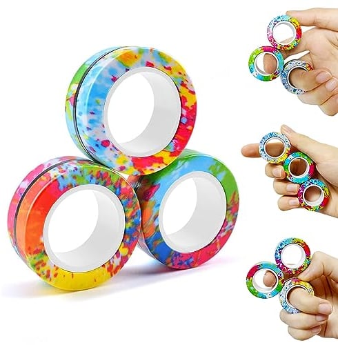 Steemjoey Magnetische Ringe Fidget Toys, Anti-Stress Fidget Toy, ADHS Magische Fingerring Spielzeug Set, Fidget Magnet Ringe, Sinnes Spielzeug Geschenk für Erwachsene und Kinder
