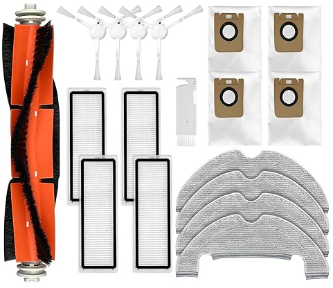 Liveryde Ricambi Compatibili con Dreame D10 Plus, Z10 Pro, L10 Plus Accessori Aspirapolvere Robot, 1 Spazzola Principale, 4 Spazzole Laterali, 4 Filtri Hepa, 4 Panni Mop, 4 Sacchetti Antipolvere