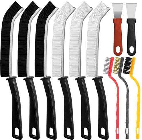 Zeuwets Spaltreinigungsbürste mit harten Borsten, 11PCS Eckenreinigungsbürsten, Crevice Cleaning Brush, Fugenreinigungsbürste Ecken Mehrzweck Cleaning Brush für Fliesen, Badezimmer, Küche, Automörtel