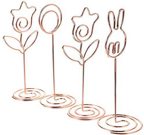 NAMOARLY 4pièces Porte-numéros De Table Mariage Métal Doré avec Porte-Cartes Et Clips Photo Ronds Et Lapins pour Décoration Festive Et Bureau