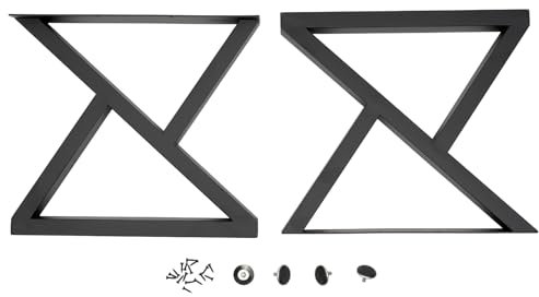 kangten Lot de 2 pieds de table en métal en forme de X - En acier au carbone - Industriel - Pour banc de bricolage, table basse - Noir