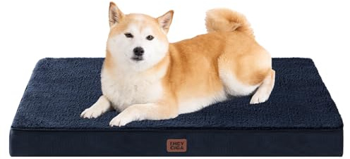 EHEYCIGA Orthopedic Large Dog Bed With Washable Cover, 91x69x9cm, Navy | Soft Fabric, Durable Oxford Fabric Lining, Supportive Foam Egg Trays, Non-slip Bottom, With Removable Cover, For Crate Mat