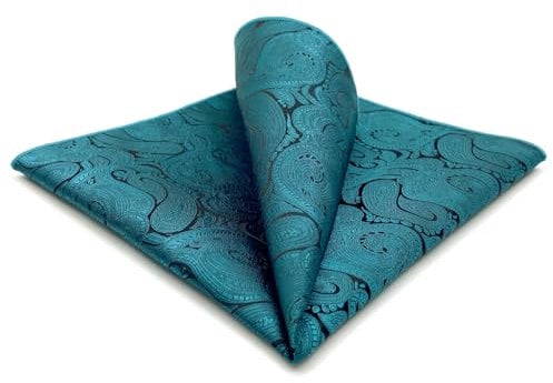S&W SHLAX&WING Einstecktuch für Herren Anzüge Paisleymuster Blaugrün Hochzeit großes Geschenk gewebt