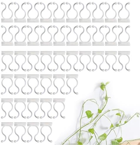 BSGZCM 100 pcs Climbing Plant Clips, Plant Clips for Climbing Plants, Vines Fixture Wall Hook for Gardening Plant Support Fixture Self-Adhesive Plant Supports for Indoor Plants and Climbing Plants