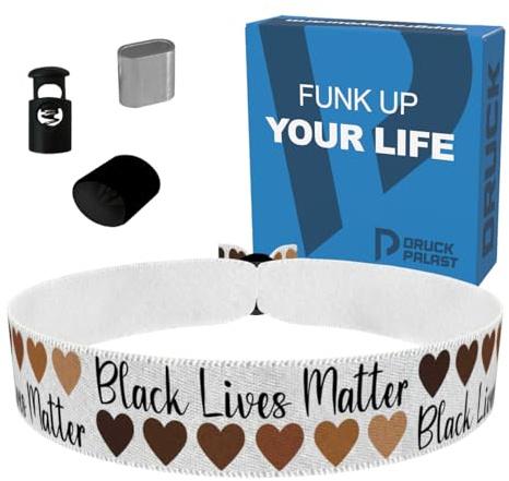 Black Lives Matter Schrift Stoffarmband - Satinarmband - Aktivismus-Armband - Unisex-Accessoire - Wasserfest & Langlebig - Geschenk für Aktivisten - Statement Schmuck