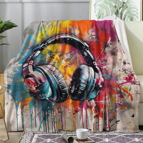 Kuscheldecke 220x240 Kopfhörer Decke, Farbe Fleecedecke Flauschig, Flanell Warm Decken, Sofadecke Wohndecke Weiche Sofa üBerwurfdecke, Winterdecke Erwachsene Blanket Fuer Schlafzimmer deko