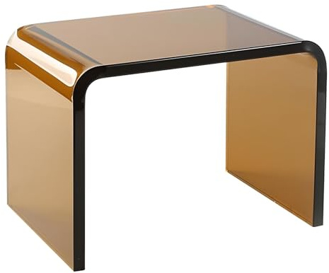 Eiauiuo Beistelltisch Tan Farbe Modern Couchtisch Kreativität U-förmiger Runder Rand Design Minimalismus Mode Acryl Beistelltisch Sofatisch Mode für Schlafzimmer Nachttisch Cafe Büro 42.5x28x40cm