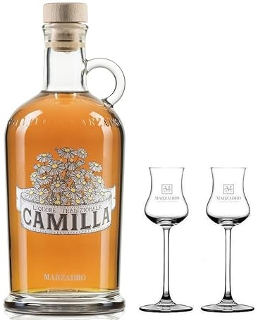 DISTILLERIA MARZADRO CAMILLA LIQUORE DI CAMOMILLA IN GRAPPA 70 CL CON 2 BICCHIERI