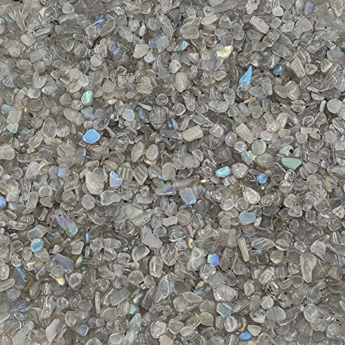 UYCUODLUY 50g Pack Naturel Gris Pierre de Lune Puce Gravier Labradorite Pierre Cristal Pierre précieuse Maison Chambre Aquarium Pierres Naturelles