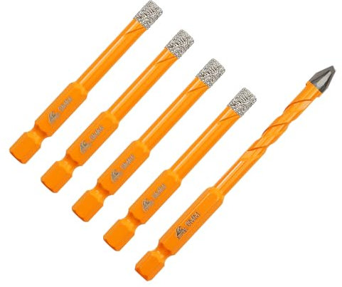 EXFEIN Kit de 4 forets à tige rapide et 6 mm en carbure de tungstène pour percer la céramique, la porcelaine, le carrelage, le marbre, le granit, la maçonnerie