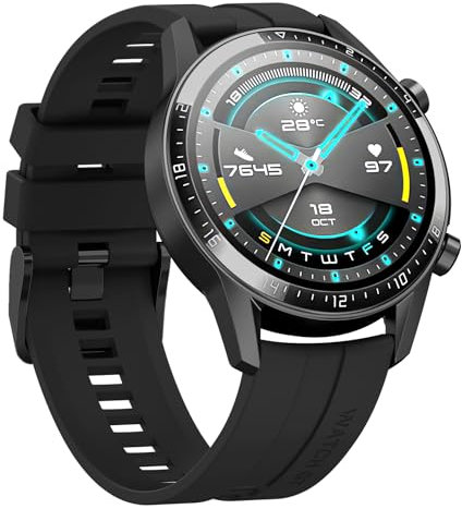 YLK Cinturino per Huawei Watch GT 2/GT 3 46mm, Cinturino in Silicone Sportivo Compatibile con Huawei Watch GT 46mm /GT 2e (Nero)