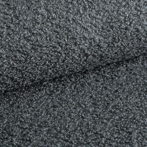 HEKO PANELS Bouclé Polsterstoff, schwer entflammbar, Graphit, 500x142 cm | Tena Möbelstoff, Boucle Frottier-Velours Meterware, Stoff zum Nähen, Anthrazit, Deko, Kissenbezüge, Wohntextilien, DIY