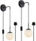 ELINKUME LED Plug in Wall Sconces,Indoor Wall Lights with Adjustable Plug in Cord,E27 Wall Mounted Lamps with Spherical Lampshade,Switch and Plug for Bedroom,Bathroom Lighting Fixtures,Black,2 Pack