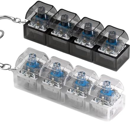 2 Pcs Keyboard Fidget Toy for Adults Fidget Clicker Decompression Fidget Keychain Stress Relief Presents for Adult to Relief Stress Pass The Time（Black and White）