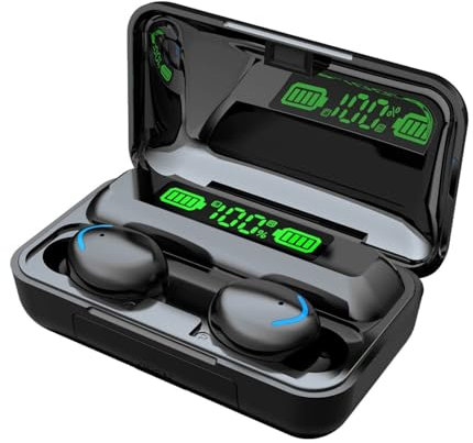Generico Cuffie Bluetooth,Auricolari Bluetooth 5.0,in Ear Cuffiette Bluetooth Cancellazione Rumore,IPX7 Impermeabili,Audio Binaurale,Comandi Touch,Suono Nitido,Cuffie Senza Fil per Android/iOS (NERO)