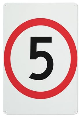 Panneau d'avertissement de limitation de vitesse 5 km/h - Panneau de sécurité extérieur 30,5 x 20,3 cm