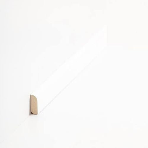 PROVISTON Lot de 5 baguettes de recouvrement en bois massif Blanc 8 x 22 x 2000 mm à coller, clips, vis et clous, plinthes 10 m