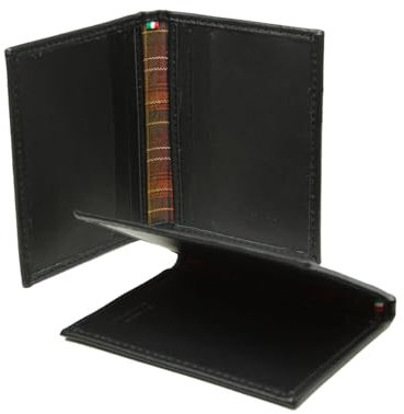 Old Angler Porta Carte di Credito in Pelle Nero con Schermatura RFID | Made in Italy | 6 Scomparti per Carte | Design Compatto