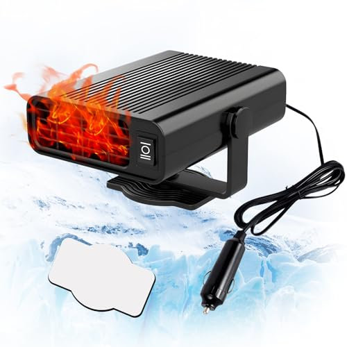 ZoneYan Chauffage de Voiture 12V, 150W Chauffage de Voiture 2 en 1,Chauffage Desembuage Voiture Dégivreurs,Chauffage De Ventilateur Voiture Portable