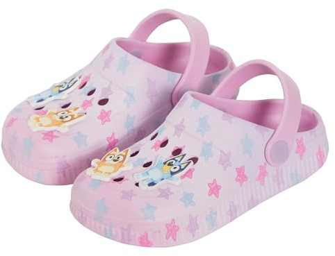 Sabots Roses et Bleus pour Enfants avec Breloques, Sandales pour Filles, Diapositives d'intérieur et d'extérieur avec Bride à la Cheville, Chaussures de Plage