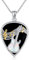 DAYLINLOVE Gitarre Pick Halskette 925 Sterling Silber Schwarz Turmalin Gitarre Plektrum mit Musik Note Anhänger Halsketten Gitarrist Schmuck Geschenke für Frauen Männer