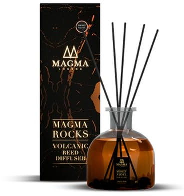 Magma London Lavastein-Diffusor – Vulkansteine, Diffusor für ätherische Öle – Raumduft – langanhaltende organische Aroma-Steine von Magma London (Smokey Velvet (Rock Reed Diffuser))