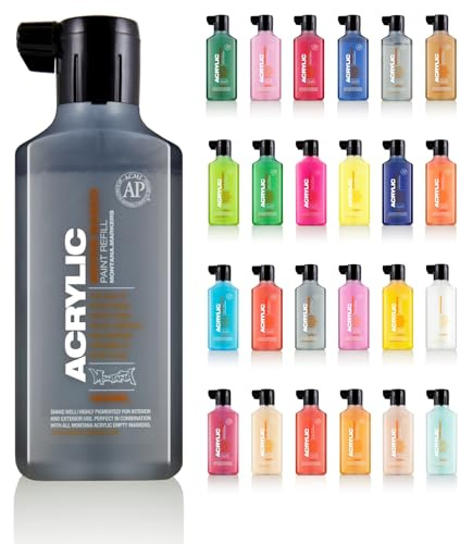 Montana Acrylic Refill 180ml - Nachfüllfarbe für Acrylmarker - ungiftig auf Wasserbasis (shock black)