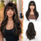 BARSDAR Lange Perücke mit Pony, 50cm Braun mix Blond Layered Perücke mit Bangs für Frauen Natürliches Aussehen Weiche Gewellte Synthetische Glattes Perücken Haarschnitt Fringe Tägliche Party Halloween