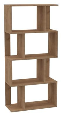 Bracia Mebelek Bücherregal Holz – Regal Goldene Eiche – Standregal Freistehend - Büroregal mit 4 Ebenen – Dekoregal für Büro und Schlafzimmer - Wohnzimmer Möbel