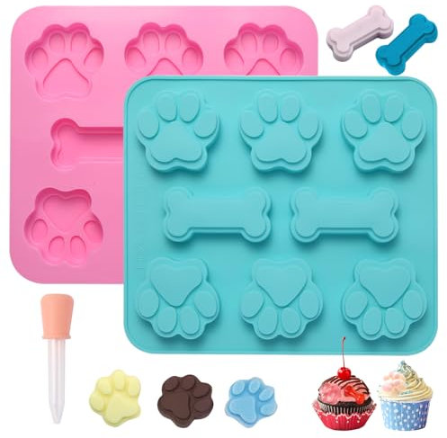 Luxoraiova 2 Stück Backmatte Hundekekse, Backmatten für Hundeleckerlies Set, Silikon Backform Hundekekse, Wiederverwendbare Bakeware Maker für Schokolade, Süßigkeiten, Gelee, Eiswürfel, Hund Behandelt