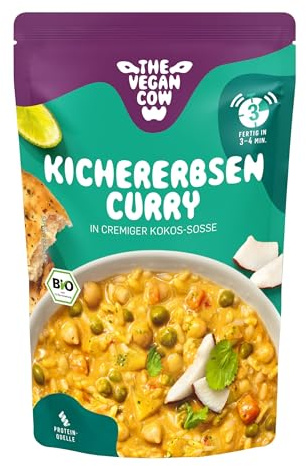 THE VEGAN COW Kichererbsen Curry - Bio-Fertiggericht | 250g | Proteinreich & allergenfrei | Cremig, mild & 100 % pflanzlich | ohne künstliche Zusätze | lange Haltbarkeit