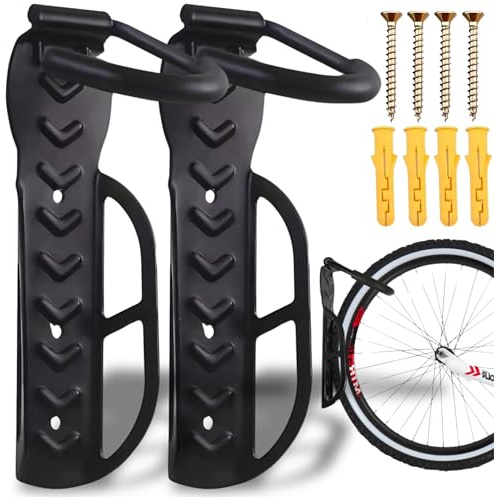 Valle Verde 2X Fahrrad Wandhalterung, Haken, Fahrradhalter - Vertikal, Wandmontage, bis 30kg - Stabil, Platzsparend - 26 × 7 × 13 cm
