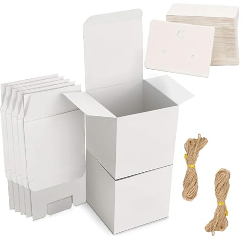 25 Geschenkbox Kleine Geschenkboxen Weiß Set,10x10x10 cm Kleine Kartons mit Deckel, Schachtel, Streichholzschachteln Blanko für Geschenke, Party, Hochzeit, Geburtstag - Zusammenklappen ohne Werkzeug