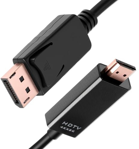 KenHLun 4K High Definition Video to HDM Cable 1.8M | Video Adapter 4K@60Hz 1080p@120Hz Uni-Directional Video Lead Cable Gold-Plated for PC TV Monitor Projector Laptop and More